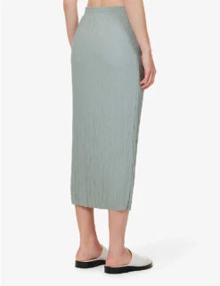 Max Mara Carnia Crinkle-effect Knitted Midi Skirt -Whistles Clothing Shop R04149126 SAGEGREEN ALT03