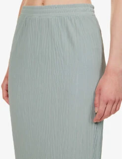 Max Mara Carnia Crinkle-effect Knitted Midi Skirt -Whistles Clothing Shop R04149126 SAGEGREEN ALT04