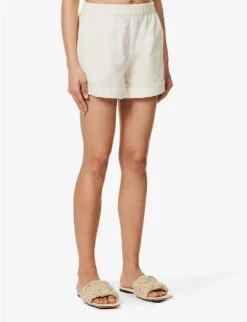 Emery Mid-rise Cotton And Linen-blend Shorts -Whistles Clothing Shop R04149655 STONE ALT02