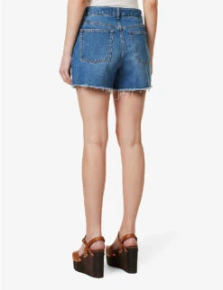 ME AND EM High-rise Distressed-panel Denim Shorts -Whistles Clothing Shop R04151522 BLUE ALT03