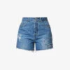 ME AND EM High-rise Distressed-panel Denim Shorts
