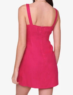 Hanna Cut-out Linen Mini Dress -Whistles Clothing Shop R04151539 RASPBERRY ALT02