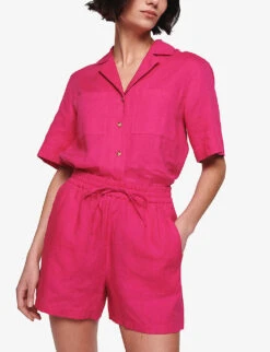 Hauti Relaxed-fit Linen Shorts -Whistles Clothing Shop R04151541 RASPBERRY ALT02