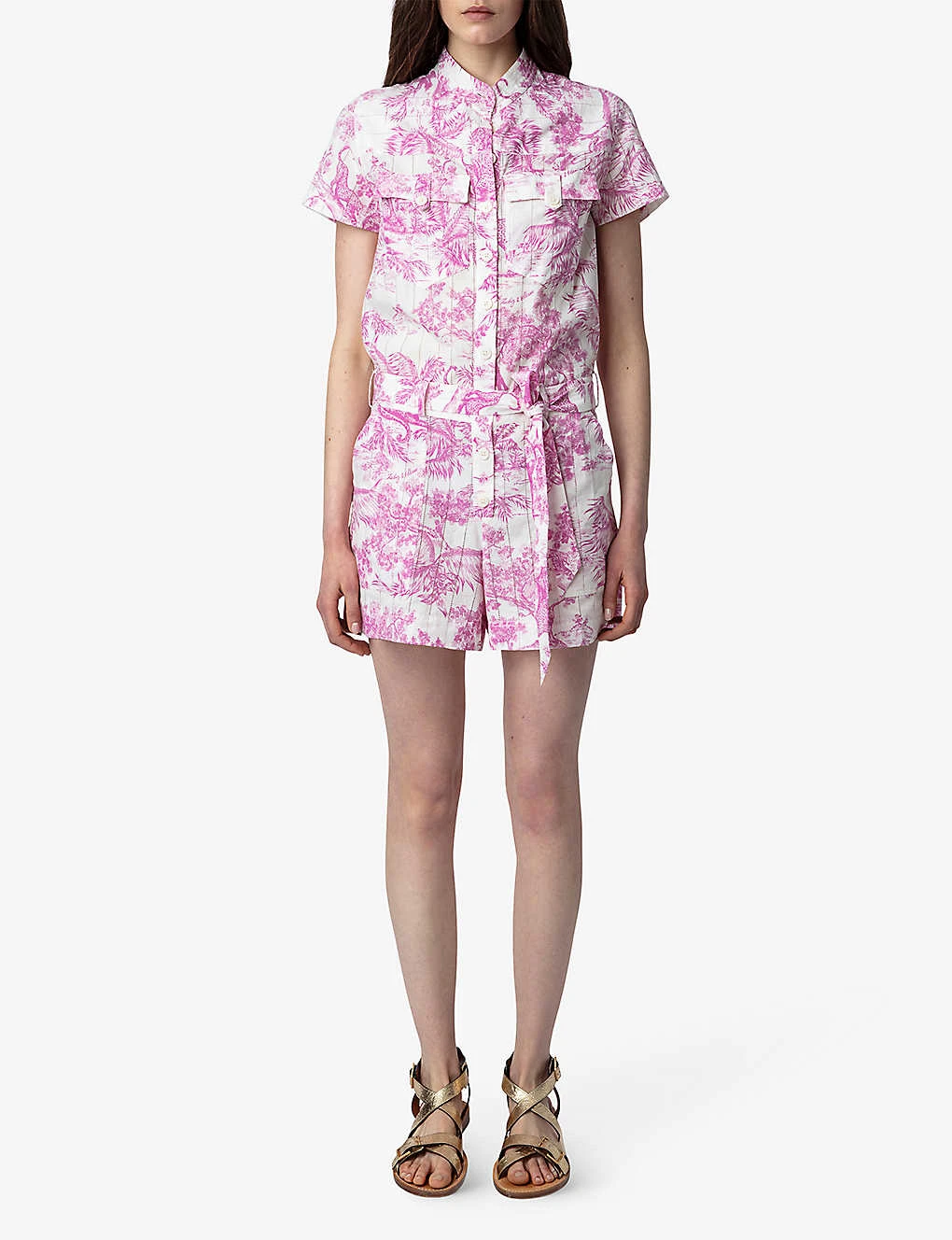 Zadig & Voltaire Cookis Toile-de-Jouy-print Organic-cotton Playsuit 2 Zadig & Voltaire Cookis Toile-de-Jouy-print Organic-cotton Playsuit - Image 2