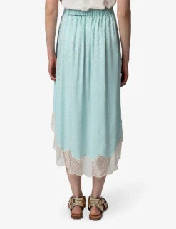 Zadig & Voltaire Joslin Leopard-jacquard Silk Midi Skirt -Whistles Clothing Shop R04151964 CELADON ALT03