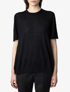 Zadig & Voltaire Ida Signature-wings Cashmere Top -Whistles Clothing Shop R04151983 NOIR ALT04