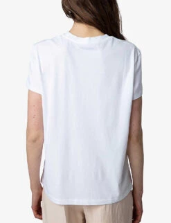 Zadig & Voltaire Zoe Palm-tree Photo Print Organic-cotton T-shirt -Whistles Clothing Shop R04151990 BLANC ALT03