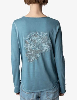 Zadig & Voltaire Tunisien Graphic-print Long-sleeve Organic-cotton T-shirt -Whistles Clothing Shop R04152000 TONNERRE ALT03