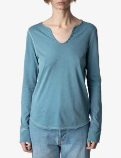 Zadig & Voltaire Tunisien Graphic-print Long-sleeve Organic-cotton T-shirt -Whistles Clothing Shop R04152000 TONNERRE ALT04