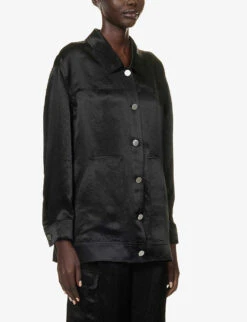 THEORY Collared Relaxed-fit Woven Overshirt -Whistles Clothing Shop R04152401 BLACK ALT02