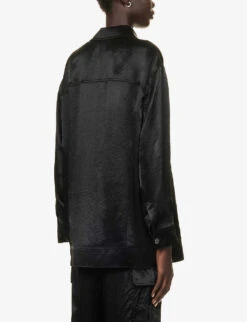 THEORY Collared Relaxed-fit Woven Overshirt -Whistles Clothing Shop R04152401 BLACK ALT03