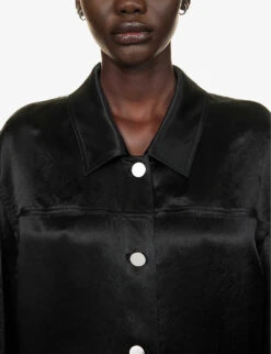 THEORY Collared Relaxed-fit Woven Overshirt -Whistles Clothing Shop R04152401 BLACK ALT04