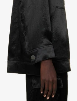 THEORY Collared Relaxed-fit Woven Overshirt -Whistles Clothing Shop R04152401 BLACK ALT05