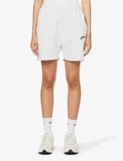 Brand-print High-rise Relaxed-fit Cotton-jersey Shorts 7 Brand-print High-rise Relaxed-fit Cotton-jersey Shorts -Whistles Clothing Shop R04153507 GREYMELANGE ALT02