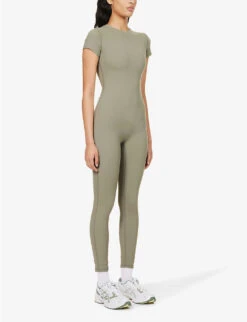 Ultimate Short-sleeved Stretch-woven Unitard -Whistles Clothing Shop R04153515 OLIVEGREEN ALT02