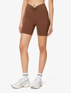 Ruched High-rise Stretch-woven Shorts -Whistles Clothing Shop R04153644 CHOCOLATEBROWN ALT02