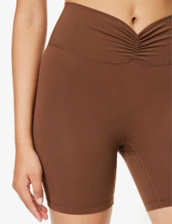 Ruched High-rise Stretch-woven Shorts -Whistles Clothing Shop R04153644 CHOCOLATEBROWN ALT04