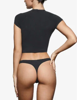 Vintage Cropped Stretch-cotton T-shirt -Whistles Clothing Shop R04153795 WASHEDONYX ALT03