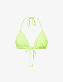 GOOD AMERICAN Sparkle Tie-front Bikini Top