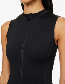 GOOD AMERICAN Scuba Zip-embellished Stretch-woven Playsuit -Whistles Clothing Shop R04154440 BLACK001 ALT04