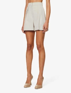 Max Mara Bormida Pleated Stretch-wool Shorts -Whistles Clothing Shop R04156246 SAND ALT02