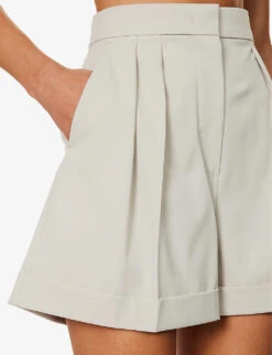 Max Mara Bormida Pleated Stretch-wool Shorts -Whistles Clothing Shop R04156246 SAND ALT04
