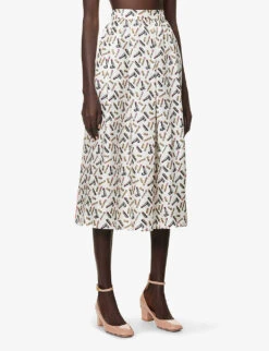 Max Mara Rotondo Graphic-print Silk Midi Skirt -Whistles Clothing Shop R04156253 WHITEBLACK ALT02