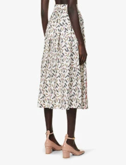 Max Mara Rotondo Graphic-print Silk Midi Skirt -Whistles Clothing Shop R04156253 WHITEBLACK ALT03