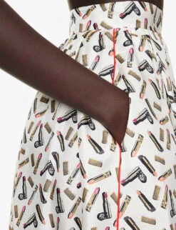 Max Mara Rotondo Graphic-print Silk Midi Skirt -Whistles Clothing Shop R04156253 WHITEBLACK ALT04