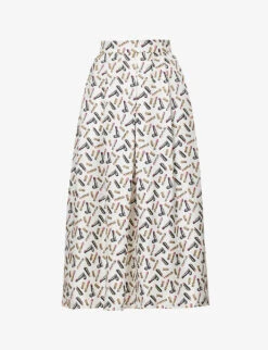 Max Mara Rotondo Graphic-print Silk Midi Skirt