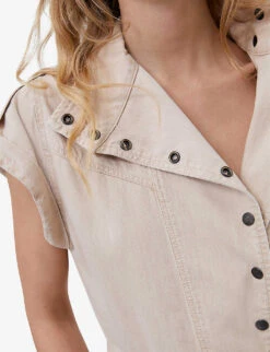 Ikks Graphic-print Denim Jumpsuit 7 Ikks Graphic-print Denim Jumpsuit -Whistles Clothing Shop R04156302 DARKBEIGE ALT02