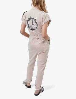 Ikks Graphic-print Denim Jumpsuit 8 Ikks Graphic-print Denim Jumpsuit -Whistles Clothing Shop R04156302 DARKBEIGE ALT03