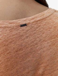 Ikks V-neck Regular-fit Linen T-shirt -Whistles Clothing Shop R04156324 DARKBEIGE ALT04