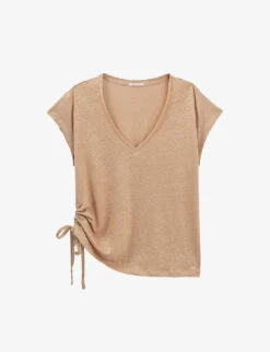 Ikks V-neck Regular-fit Linen T-shirt