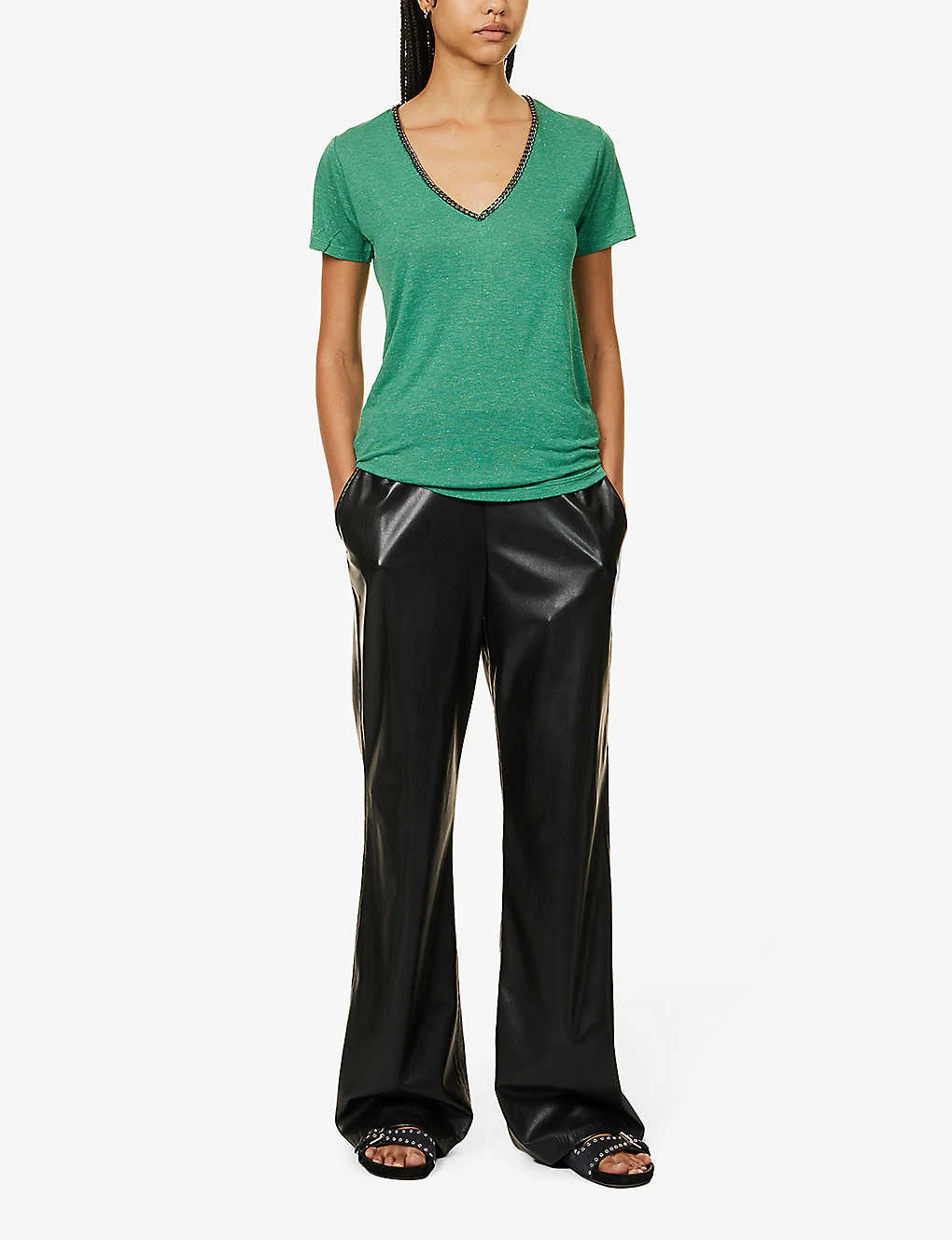 Ikks Metallic-embellished V-neck Woven Top 2 Ikks Metallic-embellished V-neck Woven Top - Image 2