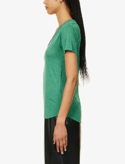 Ikks Metallic-embellished V-neck Woven Top 7 Ikks Metallic-embellished V-neck Woven Top -Whistles Clothing Shop R04156328 LIGHTGREEN ALT02