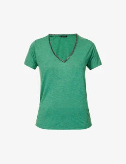Ikks Metallic-embellished V-neck Woven Top