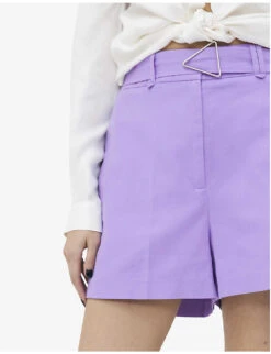 Ikks Triangle-buckle Stretch Cotton-blend Shorts -Whistles Clothing Shop R04156347 LILAC ALT04