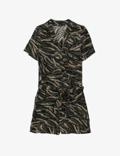 Ikks Camouflage Jungle-print Woven Playsuit