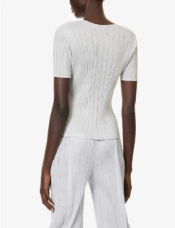 Basics Regular-fit Pleated Woven Top 8 Basics Regular-fit Pleated Woven Top -Whistles Clothing Shop R04156412 LIGHTGREY ALT03