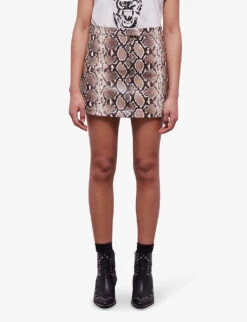 THE KOOPLES Snakeskin-embossed Leather Mini Skirt -Whistles Clothing Shop R04156823 PYT04 ALT02