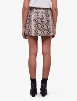 THE KOOPLES Snakeskin-embossed Leather Mini Skirt -Whistles Clothing Shop R04156823 PYT04 ALT03
