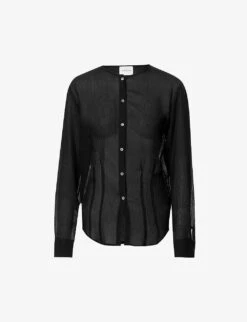 Creased-texture Relaxed-fit Silk Shirt