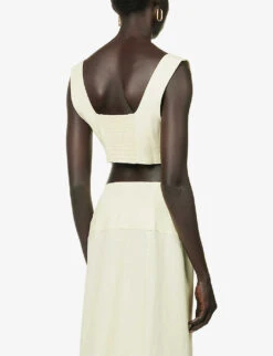 Square-neck Cropped Linen Top 8 Square-neck Cropped Linen Top -Whistles Clothing Shop R04157390 YELLOW ALT03