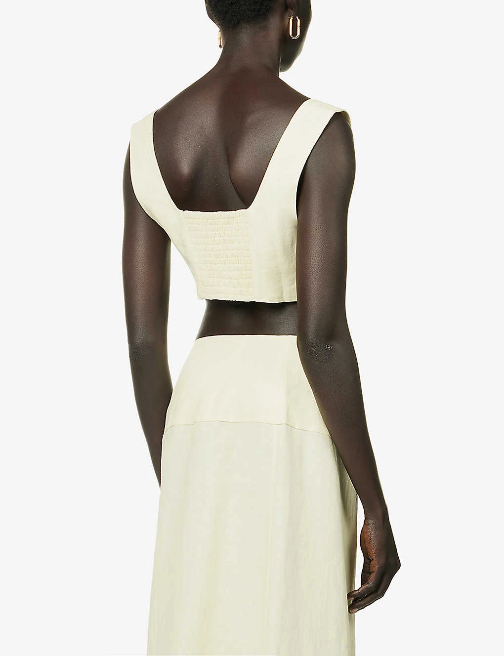 Square-neck Cropped Linen Top 4 Square-neck Cropped Linen Top - Image 4