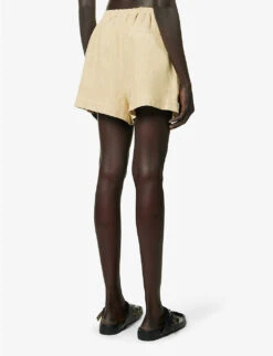 Mid-rise Elasticated-waistband Linen Shorts 8 Mid-rise Elasticated-waistband Linen Shorts -Whistles Clothing Shop R04157396 BEIGE ALT03