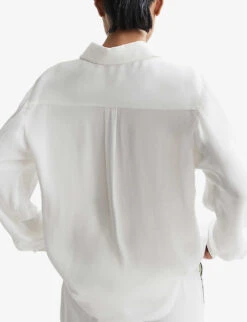 Reiss Gina Contrast-trim Satin Shirt -Whistles Clothing Shop R04159562 IVORY ALT03