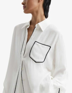 Reiss Gina Contrast-trim Satin Shirt -Whistles Clothing Shop R04159562 IVORY ALT04