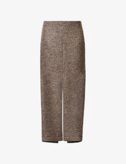 Bottega Veneta Split-front Slim-fit Wool-blend Midi Skirt
