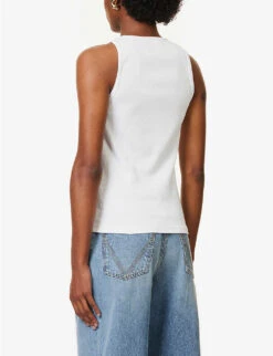 Bottega Veneta Round-neck Ribbed-jersey Cotton-blend Tank Top -Whistles Clothing Shop R04159964 CHALK ALT03